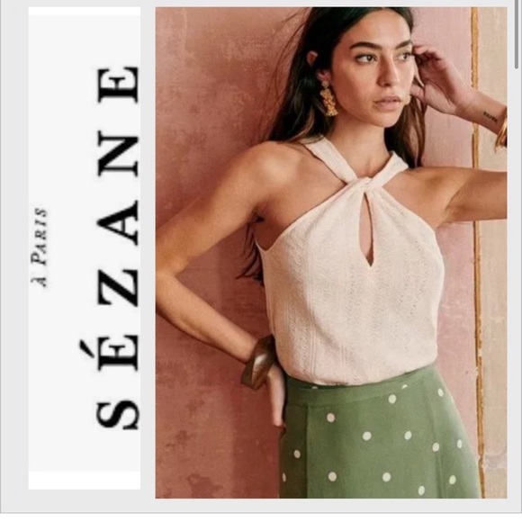 Sezane Tops - New! Sezane Cream Cotton Draped Tank Size Medium